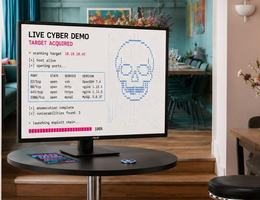 Demo pod with a live cyber demo on screen